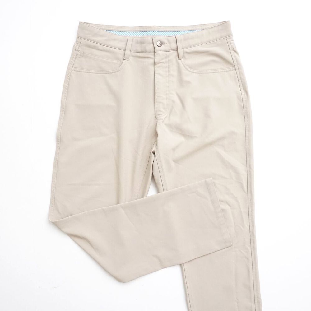Footjoy FJ Mens Golf Pants Beige Polyester Zip Fly Flat Front 32 x 30 Athletic